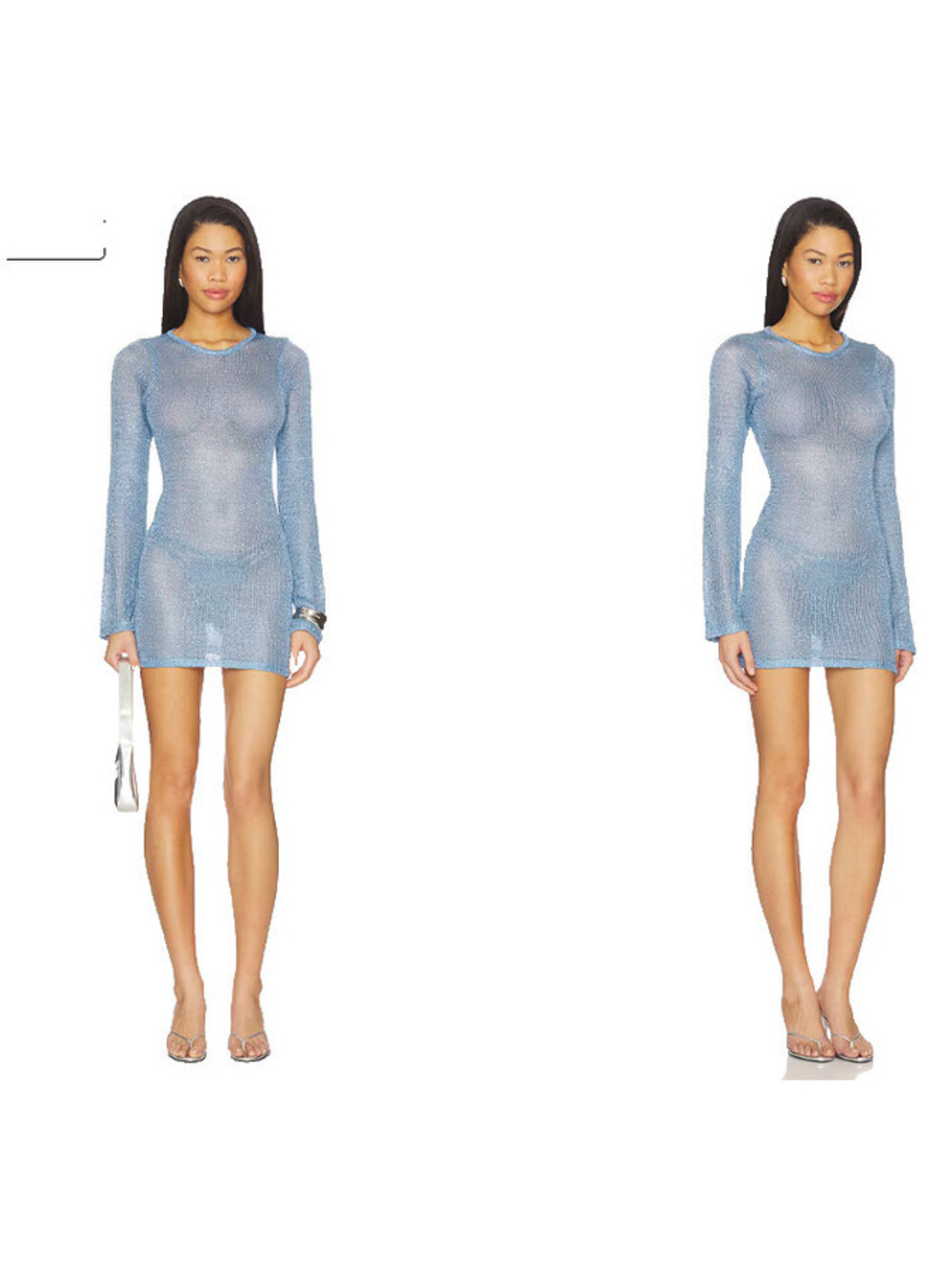 Superdown Araceli Mini Dress open crochet fabric sheer blue size XS NWT